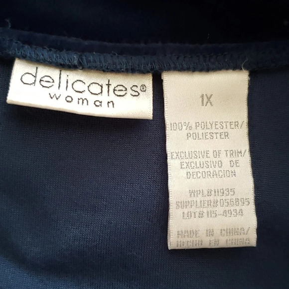 Vintage DELICATES Woman Embroidered Robe Deep Blue Purple Sz 1X Balloon Sleeves - Picture 13 of 14